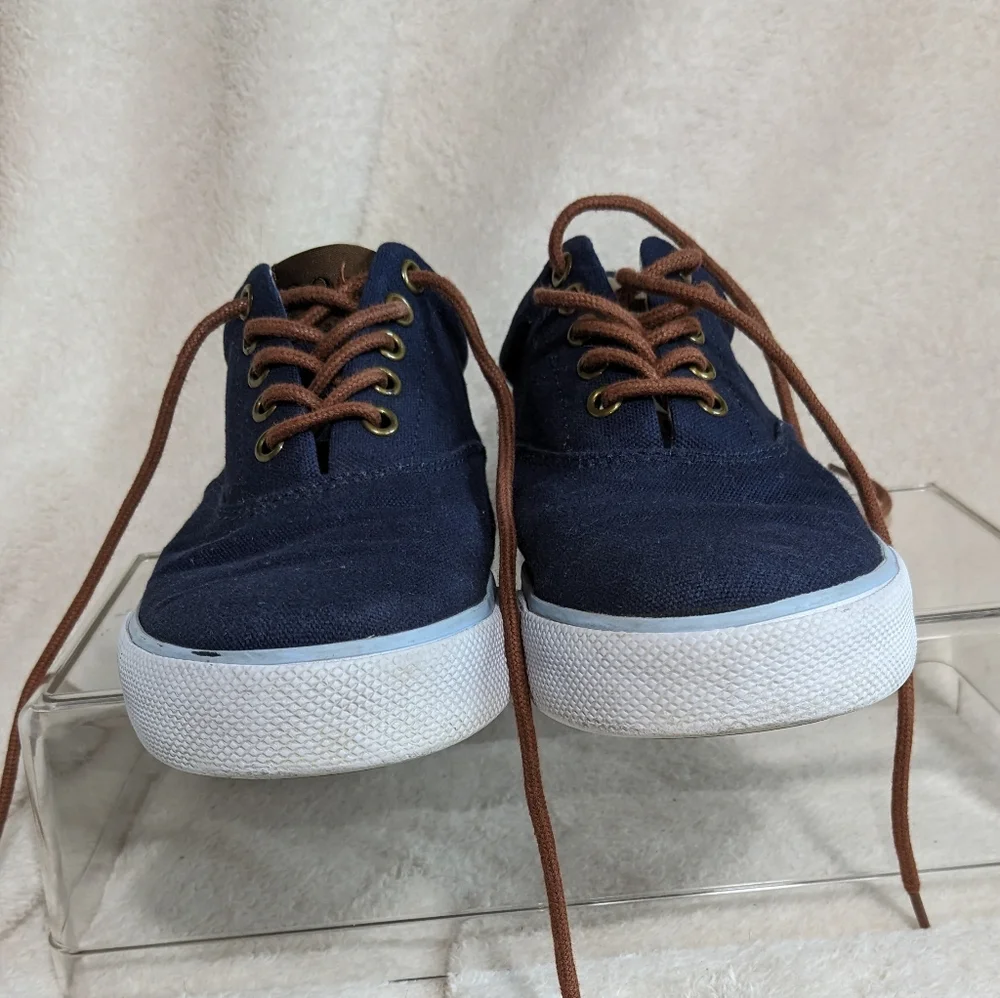 Polo‎ Ralph Lauren Men's Navy Blue Canvas Sneakers Preppy Casual Activewear  7.5